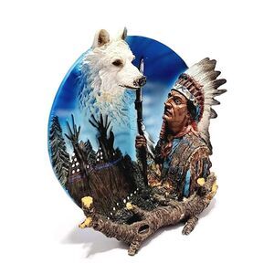 SPIRIT OF THE WHITE WOLF 3D Plate Native American Indian Collectible Gift